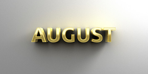 August month gold 3D quality render on the wall background with