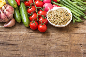 Green lentils and vegetables
