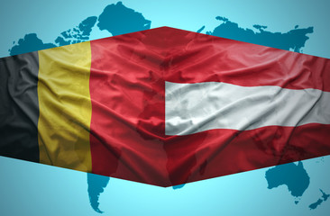 Waving Austrian and Belgian flags