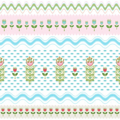 Abstract seamless background of   flowers arranged stripes