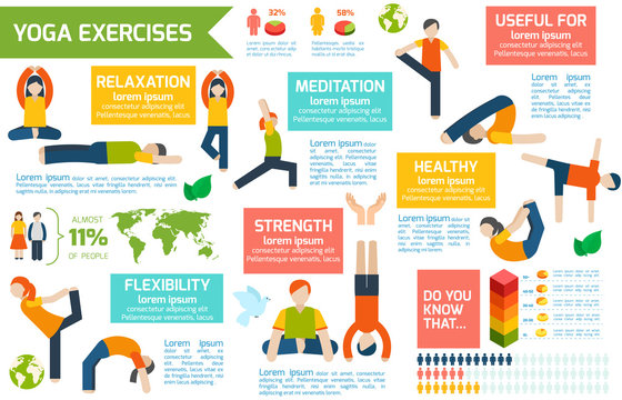 Yoga infographics set