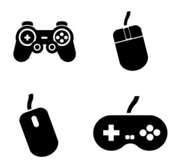 Manette de jeux et souris d'ordinateur en 4 icônes © Atlantis