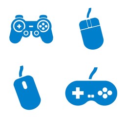 Manette de jeux et souris d'ordinateur en 4 icônes