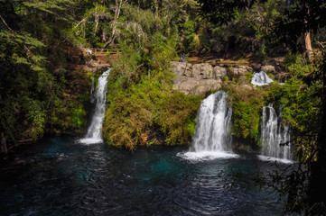 Fototapeta na wymiar Waterfalls in Ojos de Caburgua, Chile