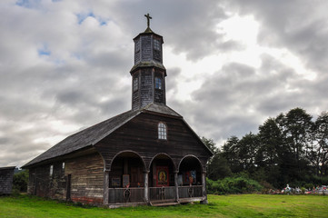 Fototapeta na wymiar Gorgeous Colored and Wooden Churches, Chiloé Island, Chile