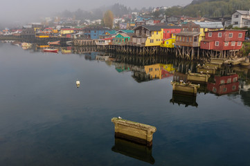 Fototapeta na wymiar Tranquility and reflections, Chiloé Island, Chile