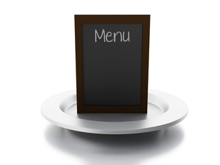 blank menu board, isolated white background