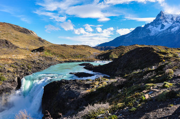 Fototapeta na wymiar Waterfalls in Parque Nacional Torres del Paine, Chile