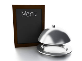 blank menu board, isolated white background