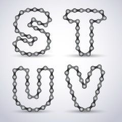 Vector alphabet letters made from Bicycle chain