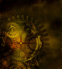 steam punk old gear mechanism on the background