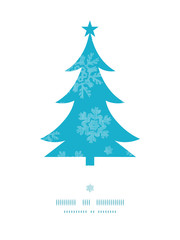 Christmas trees frame blue snowflakes textile seamless pattern