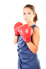 Teenage girl with boxing gloves