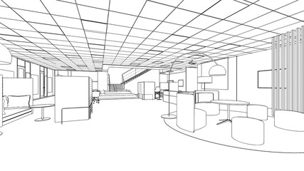 outline sketch of a interior pantry area
