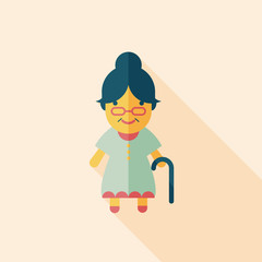 old woman flat icon with long shadow
