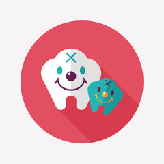 Tooth Flat style Icon with long shadows