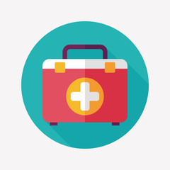 first aid kit flat icon with long shadow