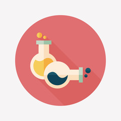 test tube flat icon with long shadow