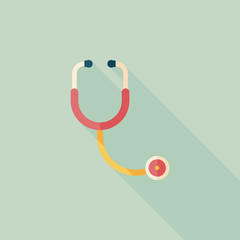 stethoscope flat icon with long shadow