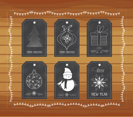 Chalkboard gift tags hand drawn vintage