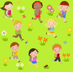 Obraz na płótnie Canvas Group of children running