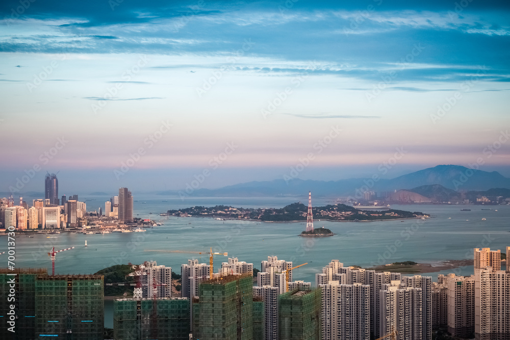 Sticker aerial view of gulangyu island