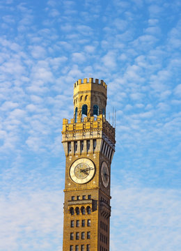 Historic clock tower in Baltimore downtown.