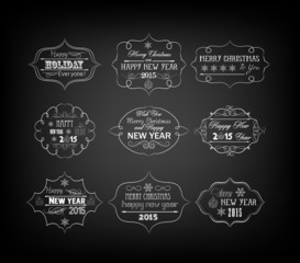 Set Of Vintage Retro christmas and happy new year Labels
