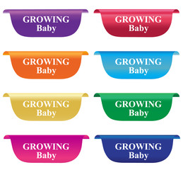 Growing baby, tag, label, badge, horizontal