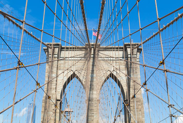 Arches of Brooklyn Bridge in NYC
