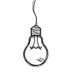 Vector of sketch doodle, light bulb icon on isolated background