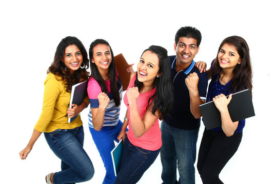 Young Indian/Asian Group Of People, Isolated On White.