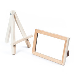 wooden photo frame isolate on white background