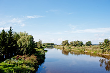 Fototapeta na wymiar Panorama landscape of the river