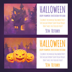 Set of Halloween banners with spooky haunted house © Yuzach