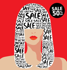 Vector illustration of fashion, shopping, sale