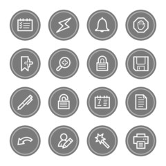 Scheduler web icons, grey circle buttons