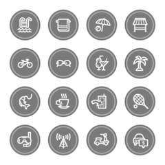 Vacation web icon set 2, grey circle buttons