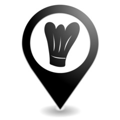 toque de cuisinier sur symbole localisation noir