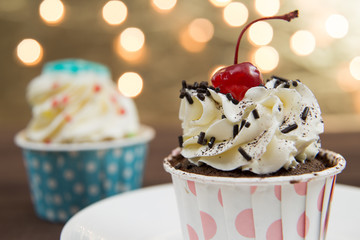 Tasty cupcake with butter cream