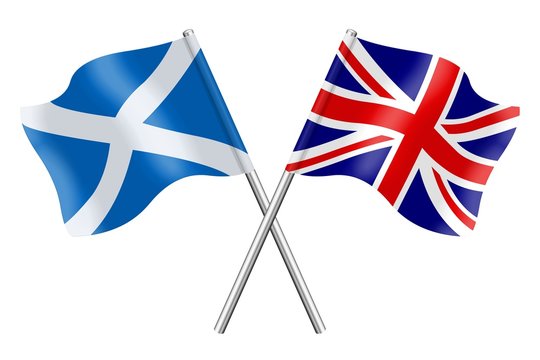 Flags: Scotland and United Kingdom