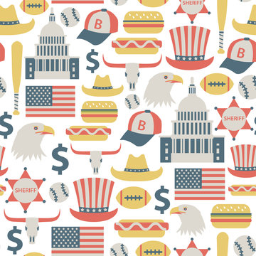 seamless pattern with USA icons