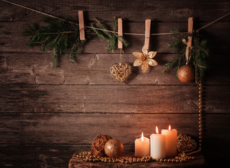 Christmas theme on wooden planks