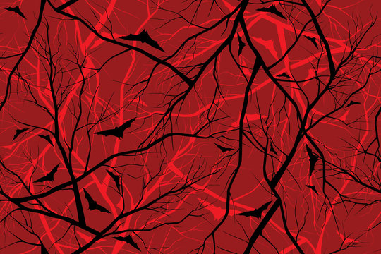 halloween red background grunge image of forest