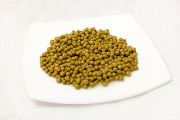 Canned Green Peas on a white background