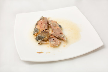 Sardines fish on dish on a white background