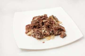 Stew in jelly on a white background
