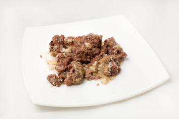 Stew in jelly on a white background