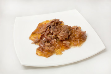 Stew in jelly on a white background