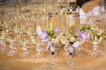 glasses of groom and bride